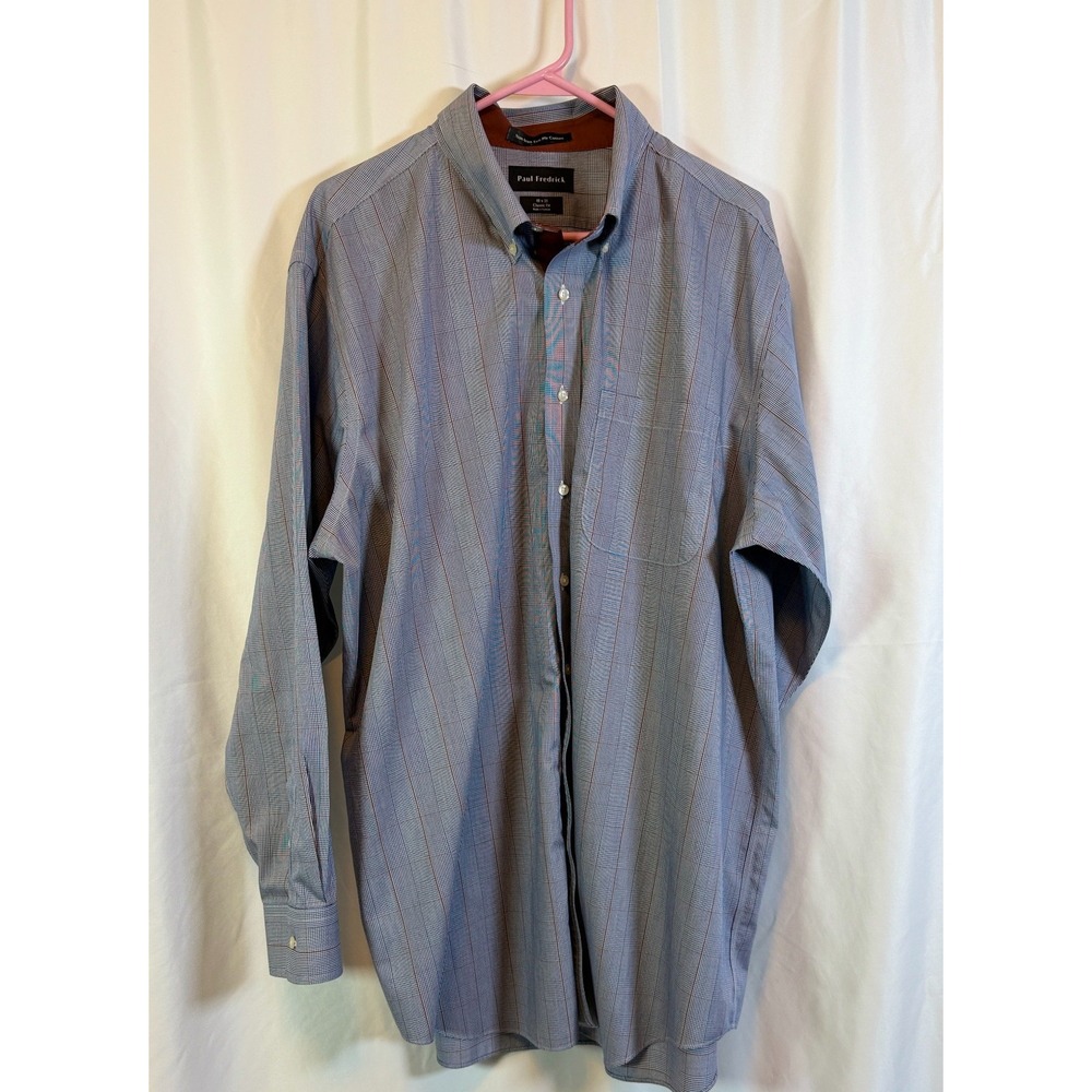 Men's Paul Frederick 18/35 Classic Fit Blue Patterned Chest Pocket